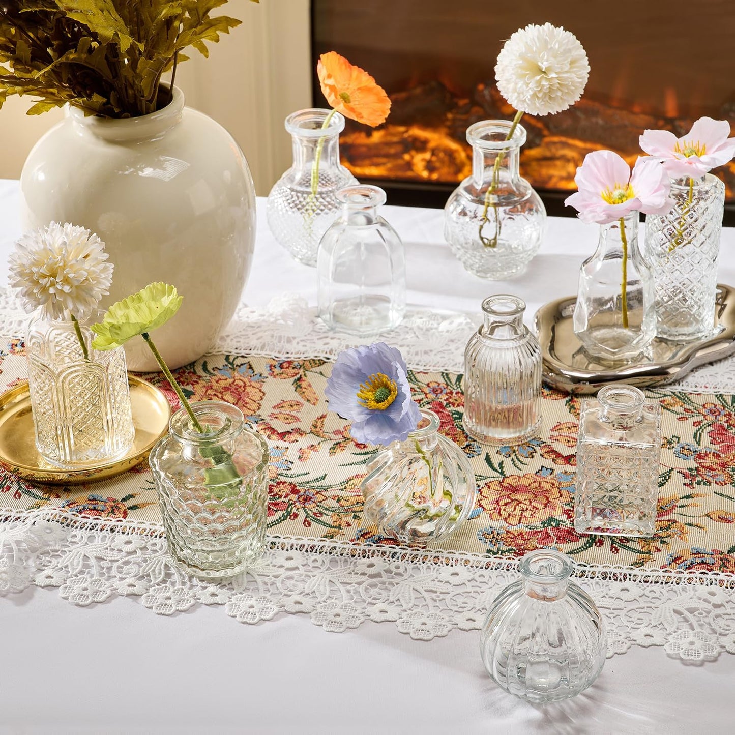 Glass Bud Vase Set of 24 Pcs Small Minimalist Vases for Flowers, Vintage Rustic Home Decor for Table Centerpiece Wedding Party, Modern Clear Aromatherapy Bottle for Living Room Bedroom