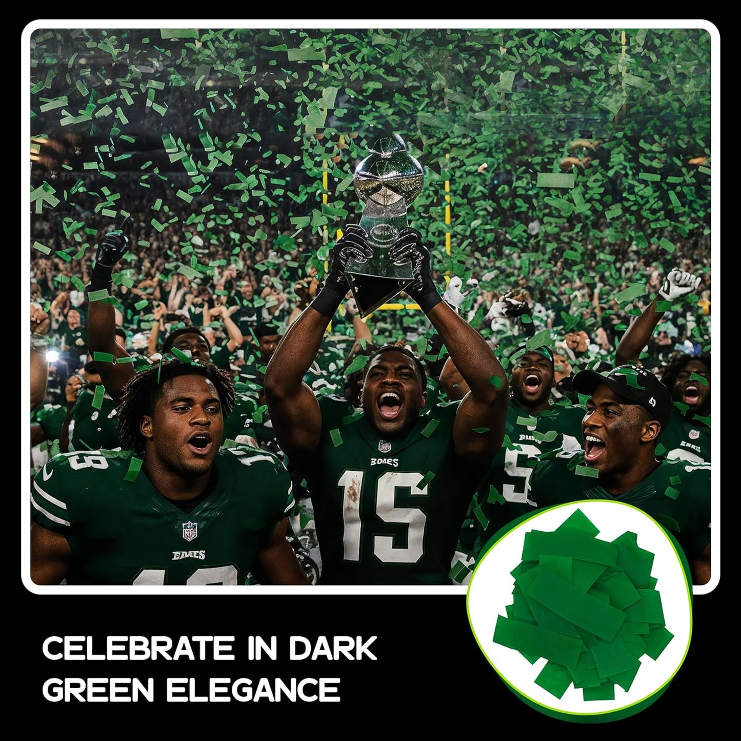 Dark Green Biodegradable Confetti - Rectangular Flame-Resistant Tissue Paper Confetti for Cannon and Launcher use – Best for Gender Reveal, Parties, and Concerts - 20 lb, 320 oz