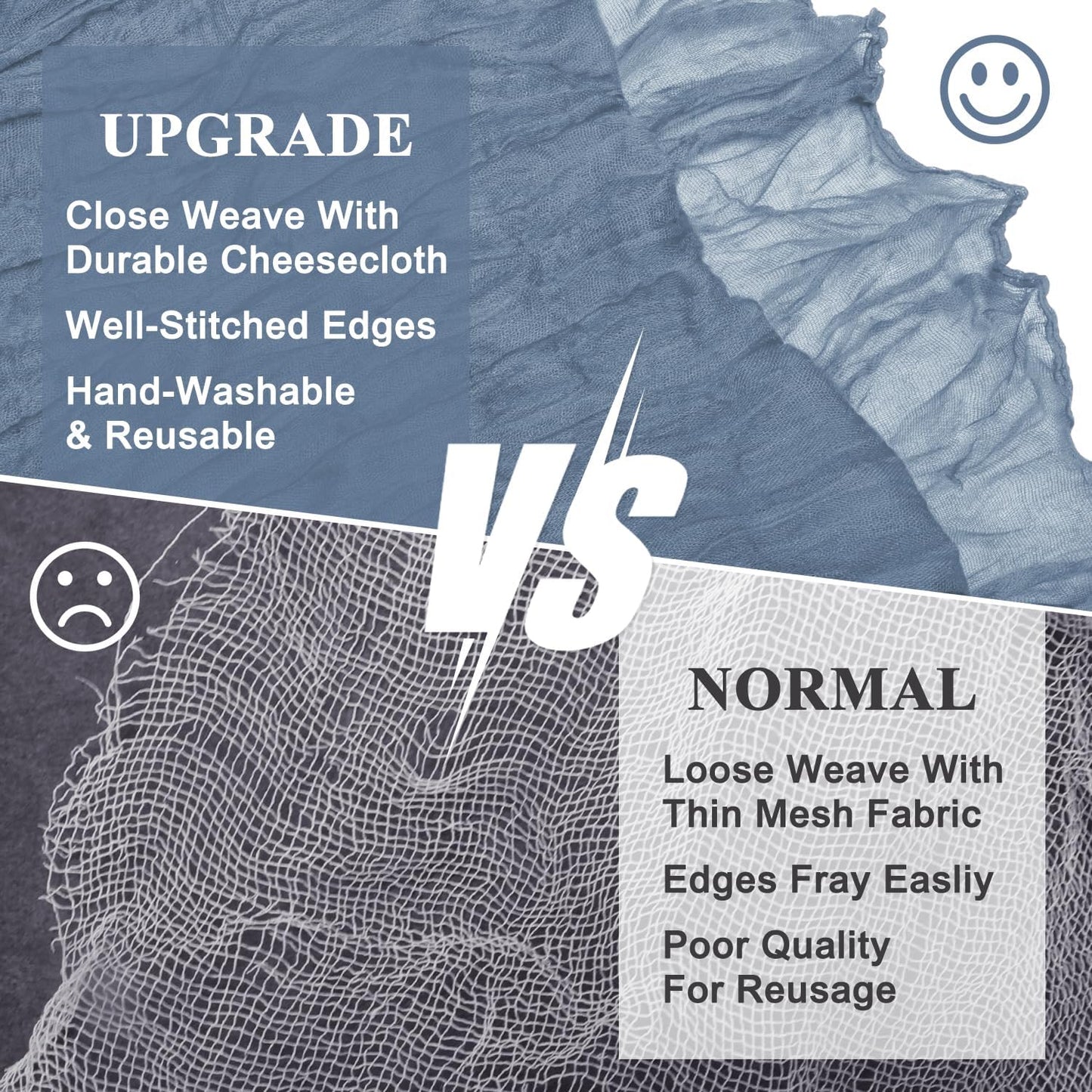 Asee'm 4pcs Cheesecloth Table Runner 120 Inches Long Dusty Blue Boho Gauze Cheese Cloth Runner 10FT Rustic Sheer Table Runners for Christmas Wedding Party Baby Shower Spring Easter Decoration