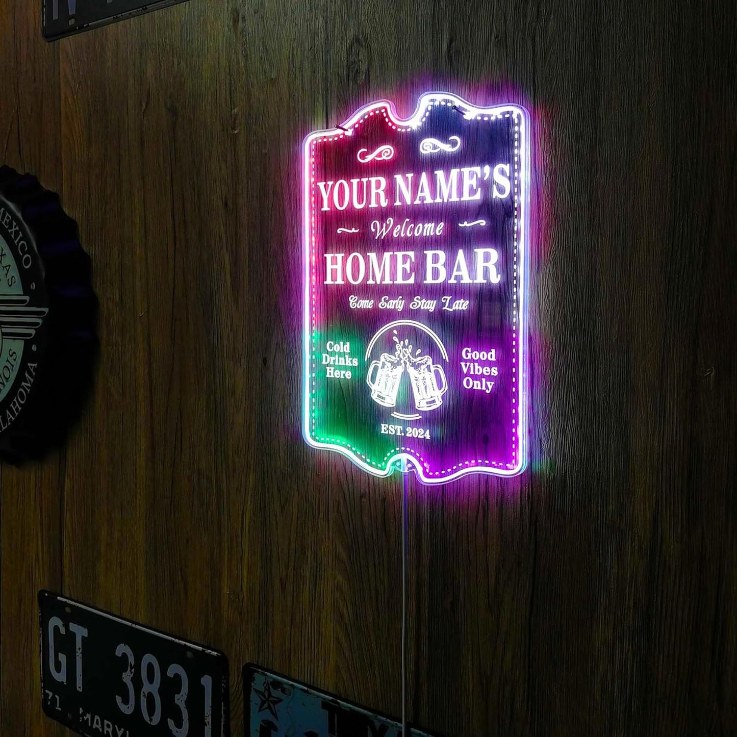 ADVPRO Personalized Your Name Home Bar RGB Dynamic Glam LED Sign - Cut-to-Edge Shape - Smart 3D Decoration - Multicolor Signage st06s86-fnd-p11c-tm-c
