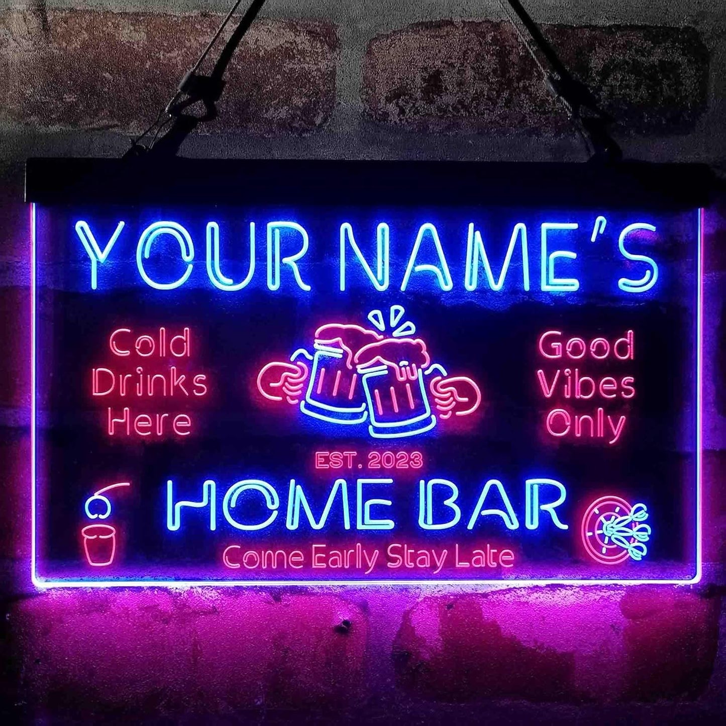 ADVPRO Personalized Your Name Custom Home Bar Beer Established Year Dual Color LED Neon Sign Red & Blue 12 x 8.5 Inches st6s32-p1-tm-rb