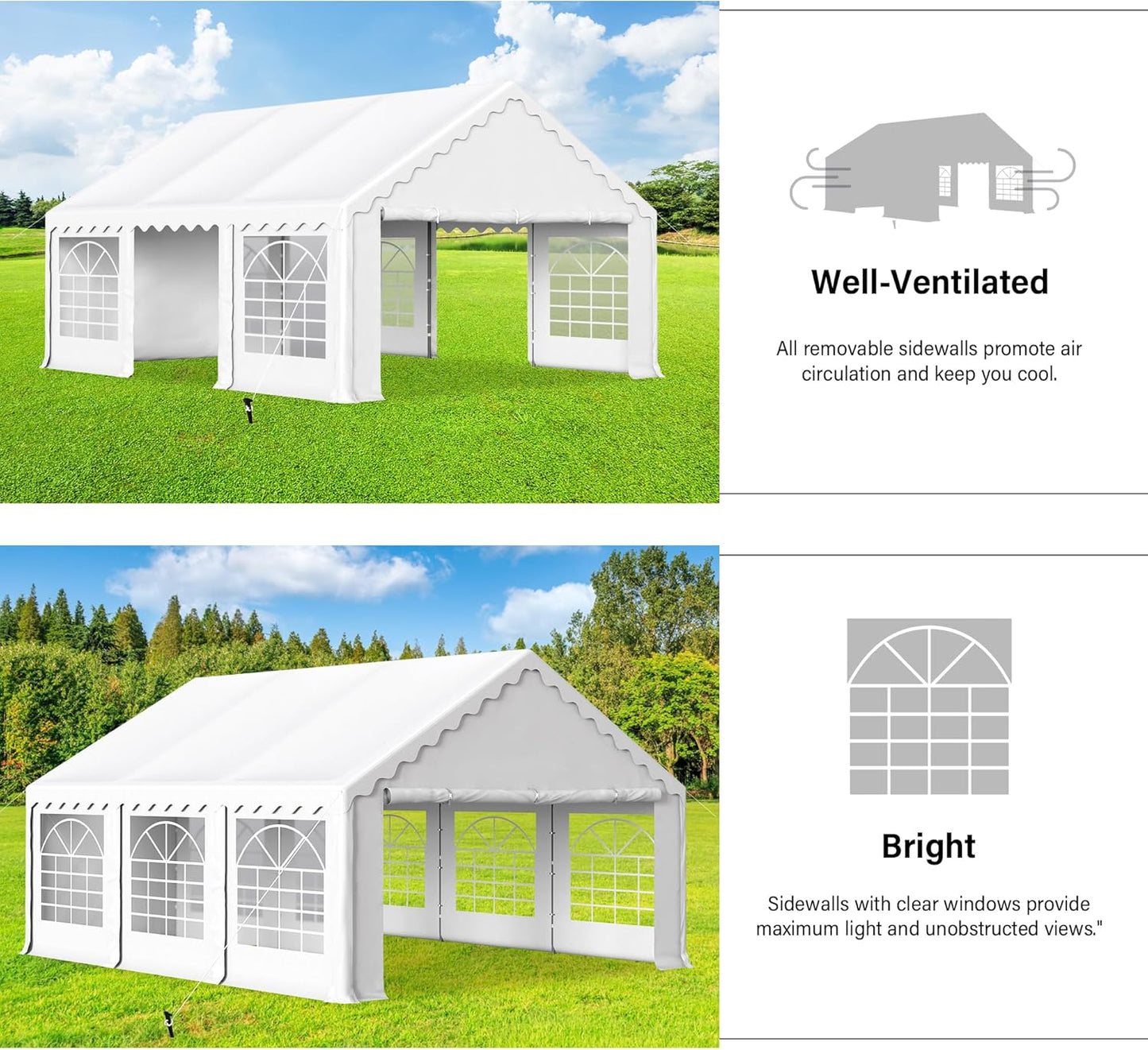 HERA'S PALACE 16'x 20' Outdoor Tents for Parties Large Canopy Tent with 8 Removable Sidewalls Heavy Duty Party Tent for Graduation Wedding and Birthday