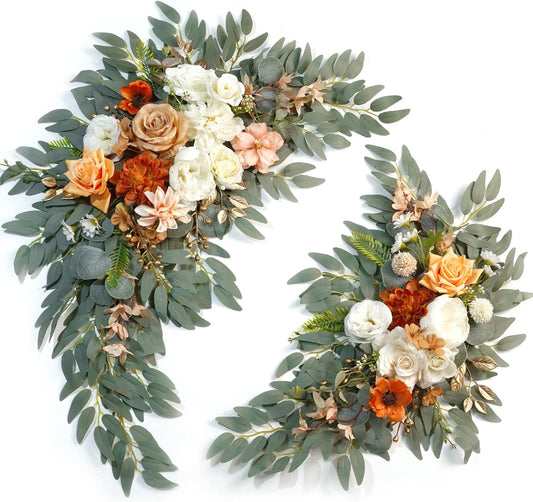 Artificial Wedding Arch Flowers Kit(Pack of 2) for Wedding Arch, Bridal Shower, Ceremony and Reception Backdrop Decoration (Caramel & White)