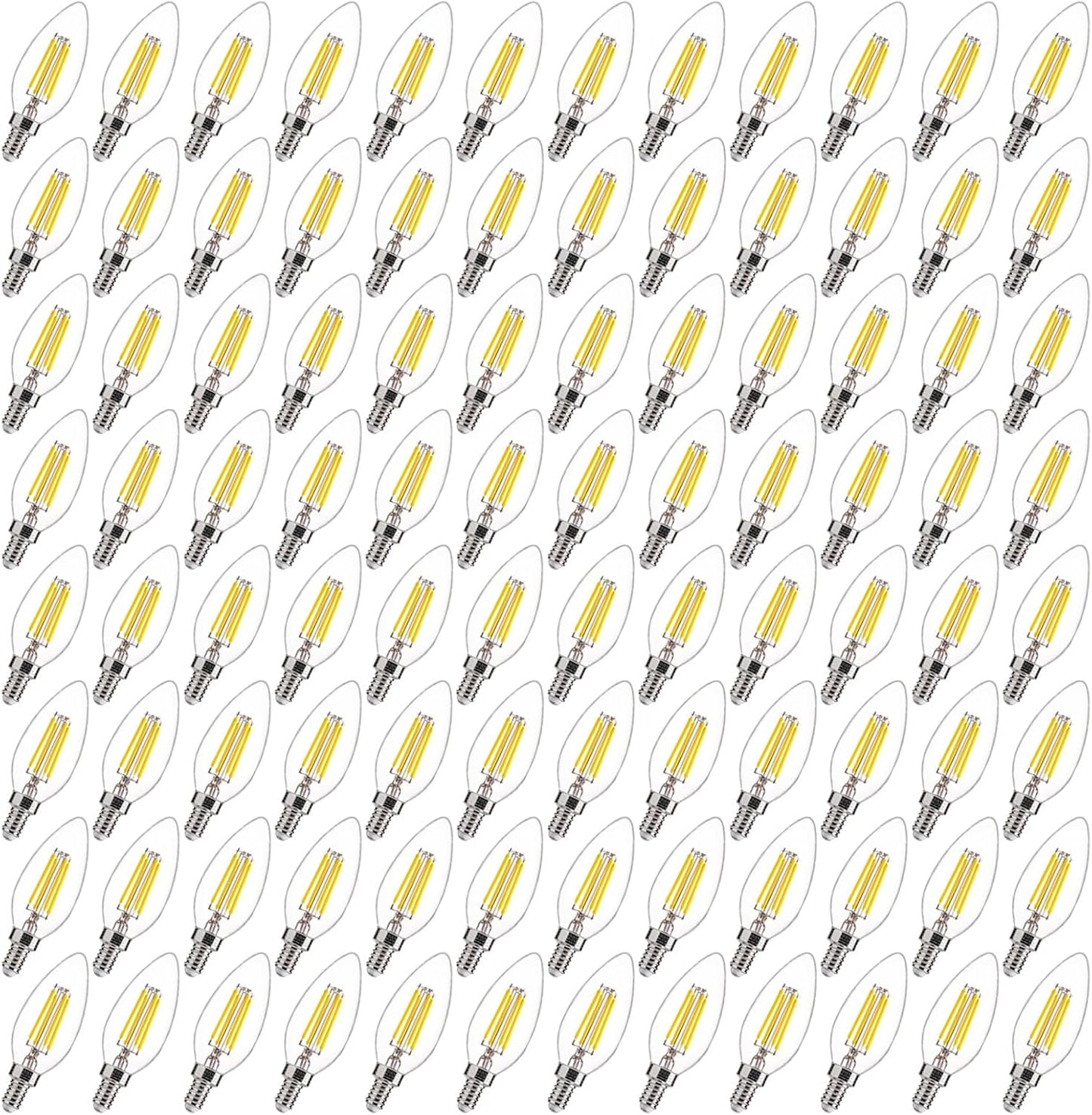 FLSNT 96 Pack Dimmable LED Candelabra Bulbs, 40W Equivalent LED Chandelier Light Bulbs, E12 Base, 5000K Daylight UL,CA65 Listed.