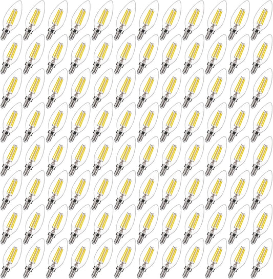 FLSNT 96 Pack Dimmable LED Candelabra Bulbs, 40W Equivalent LED Chandelier Light Bulbs, E12 Base, 5000K Daylight UL,CA65 Listed.