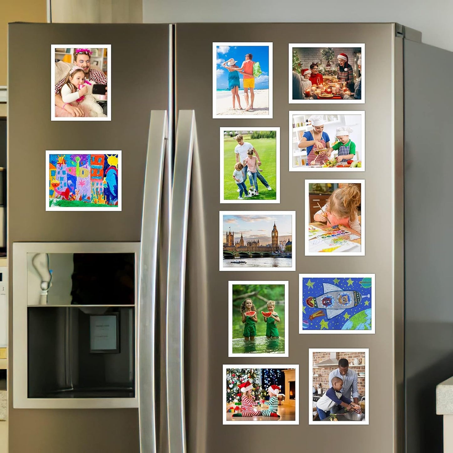 CRUGLA 12 Packs 8.5x11 Magnetic Picture Frames for Refrigerator Locker, 8.5 by 11 Photo Certificate Document Frame Bulk, Peel and Stick Kids Artwork Holders for Fridge Dishwasher Whiteboard