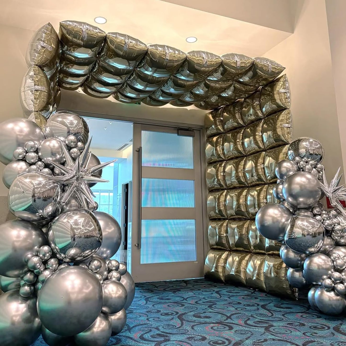 6Pcs Silver Foil Balloons,22Inch Silver 4D Round Ball Balloon and Explosion Star Balloon for Birthday Wedding Baby Shower Anniversary Graduation Decorations