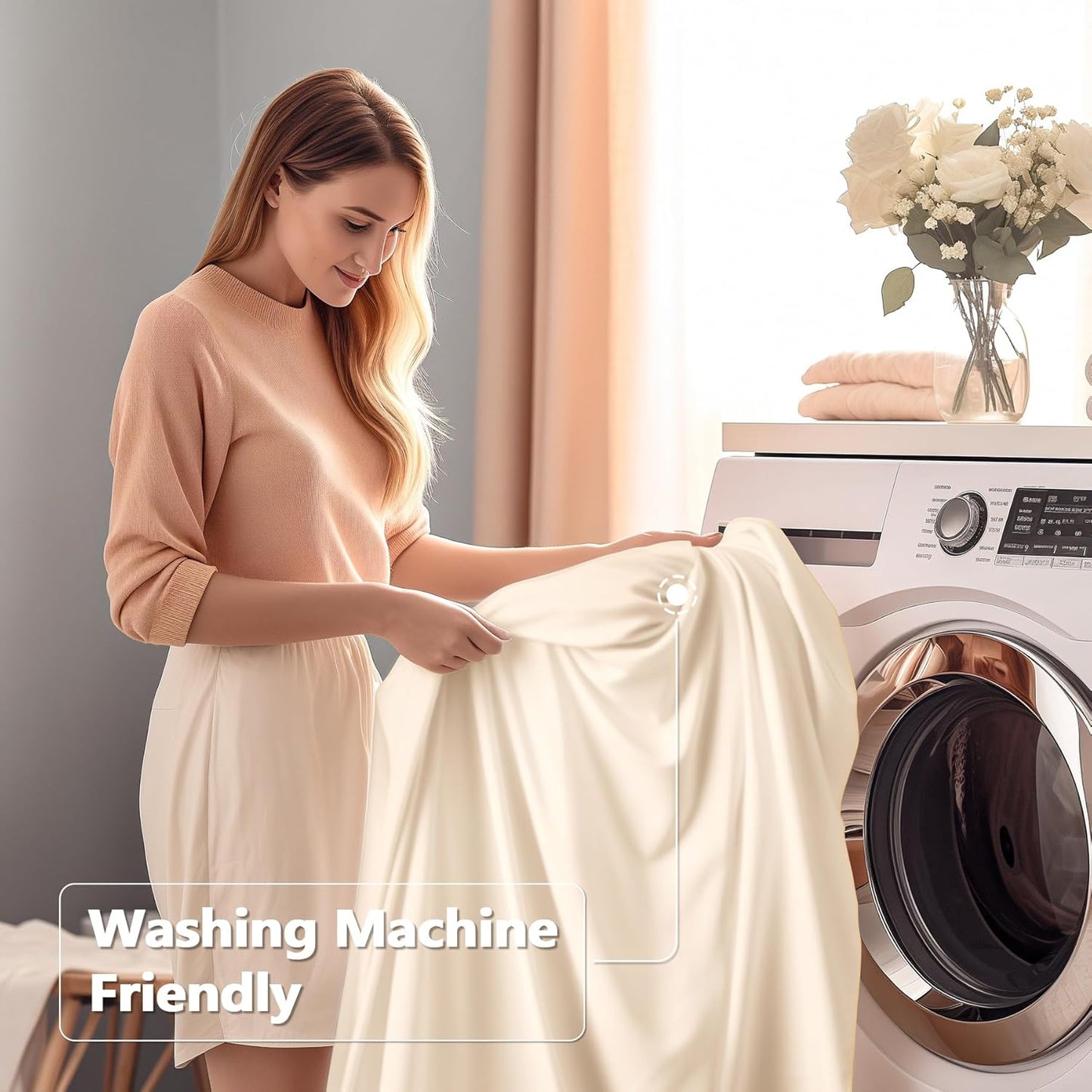 Wish Care 6 Pack Ivory Spandex Table Clothes for 8 Foot Rectangle Tables, 8FT Wrinkle Free Fitted Tablecloths Ruffles Design Table Cover for Party, Banquet, Wedding and Events