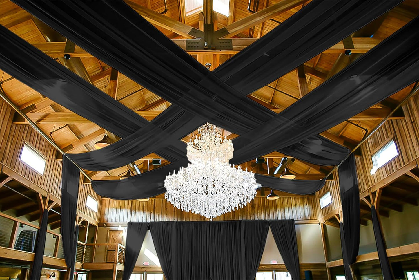 6 Panels Black Ceiling Drapes for Wedding 5ftx30ft Ceiling Drapes Wedding Arch Draping Fabric Cheesecloth Sheer Curtain Romantic Ceiling Decorations for Weddings Party Banquet Ceremony Stage