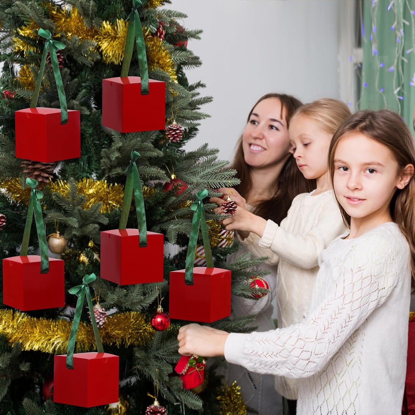 DOYIDE 20 Pack Small Gift Boxes, 6x6x6 Inch Red Elegant Paper Boxes with Ribbons, Christmas Gift Box Crafting, Wedding Party Favor, Cupcake, Candy, Bridesmaids Proposal Box