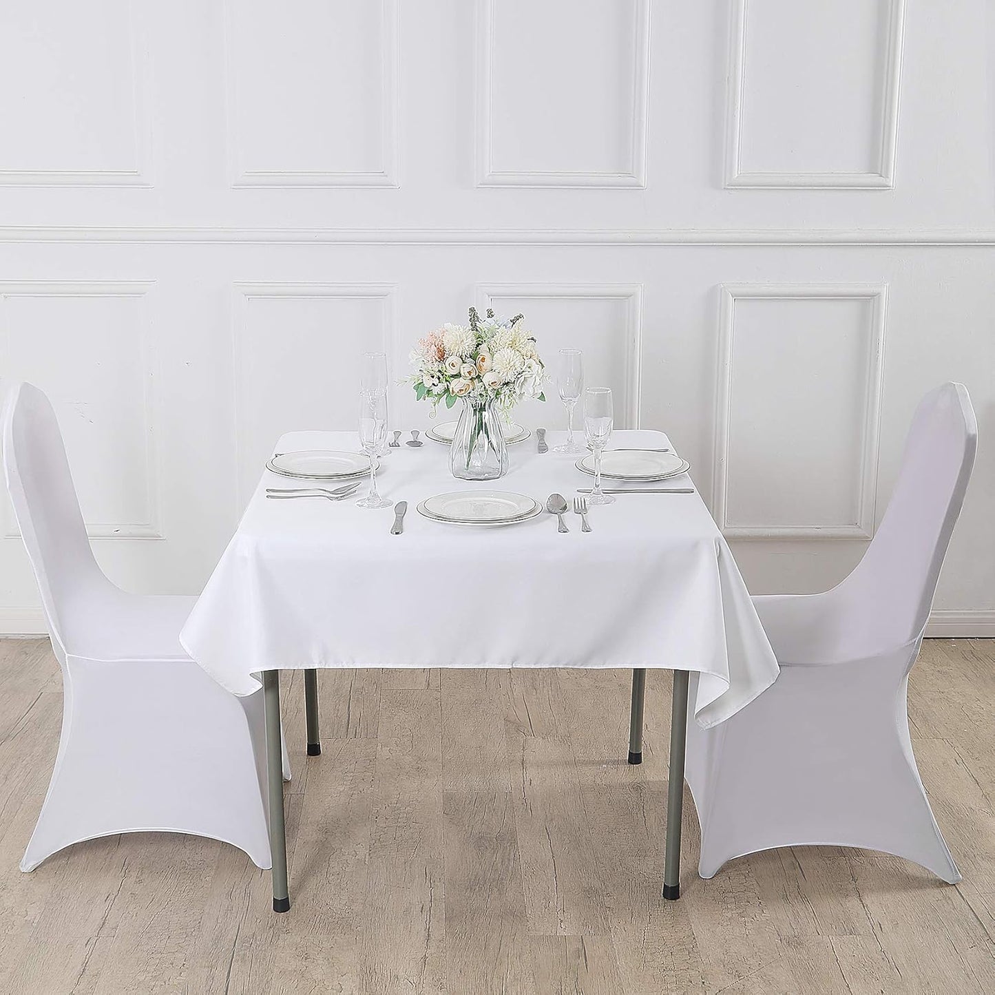 CupuamonSquare Tablecloth 70x70 inch Washable Polyester Fabric Table Cloth for Wedding Party Dining Banquet Decoration（70x70,White）