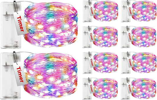 btfarm 10 Pack Fairy Lights Battery Operated with Timer, 10FT 30LED Twinkle Lights Waterproof, Copper Wire Christmas String Lights Battery Powered for Indoor Outdoor Wedding Party Holiday Decorations