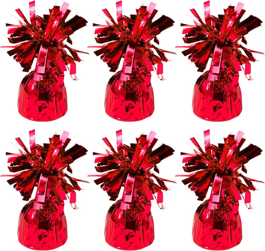 6 Pack Red Balloon Weights Metallic Holder Anchors Balloon Holder Weights for for Birthday 2025 Graduation Party Christmas Wedding Celebration Decoration (Red)