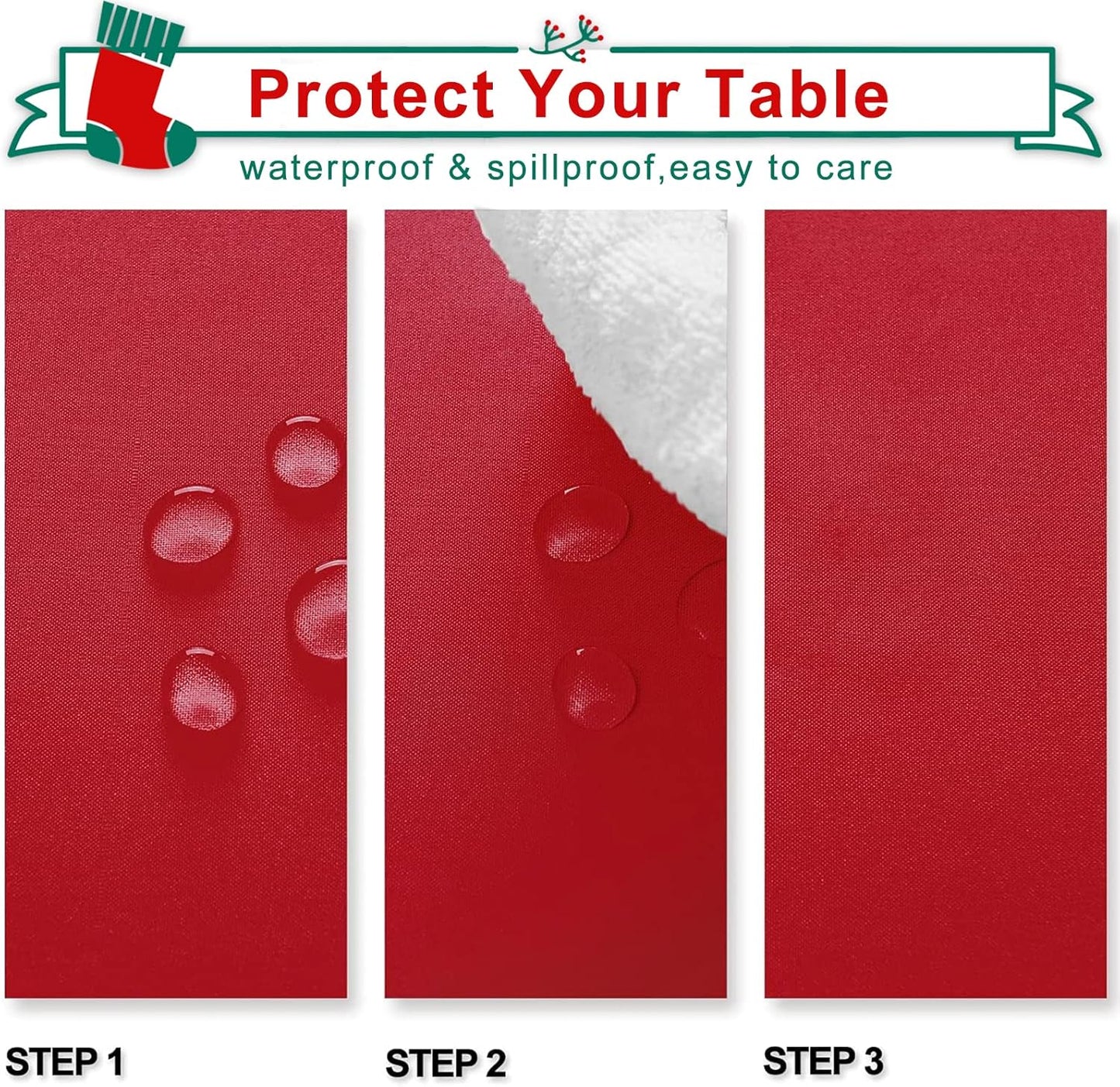 Hiasan 2 Pieces Red Tablecloth Rectangle - Wateproof and Spillproof Kitchen Christmas Washable Polyester Table Cloth for Dining Room, 54 x 108 Inch