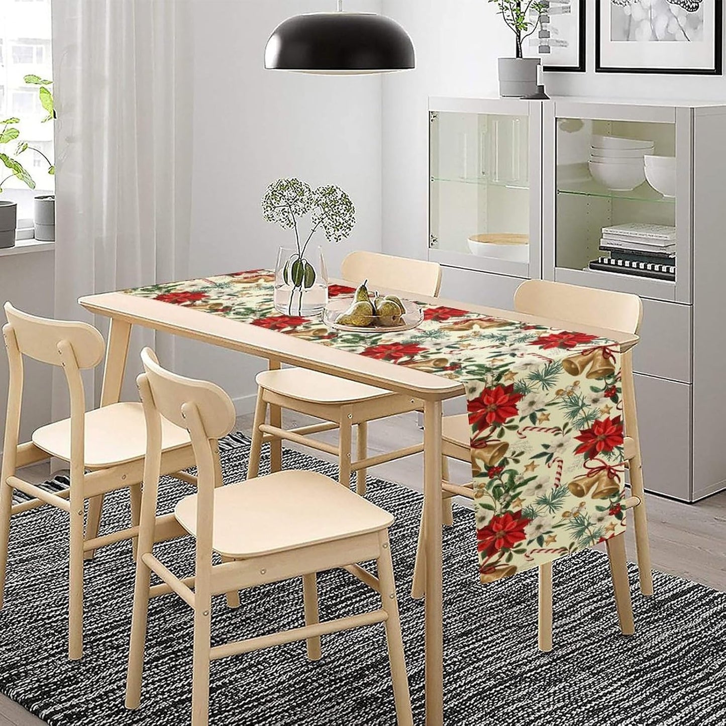 Christmas Table Runner, Seasonal Winter Xmas Holiday Kitchen Dining Table Decoration for Home Party Decor 13x36 Inch