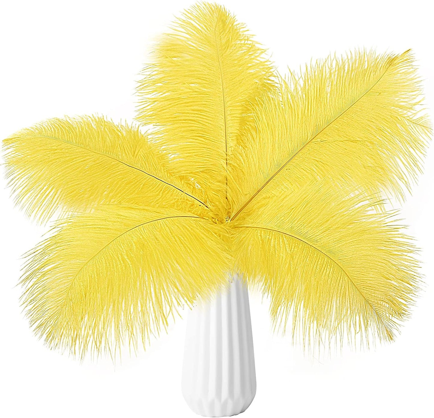 THARAHT Yellow Ostrich Feathers 24pcs Natural Bulk 10-12Inch 25cm-30cm for Crafts Wedding Party Centerpieces Halloween and Home Decoration Feathers
