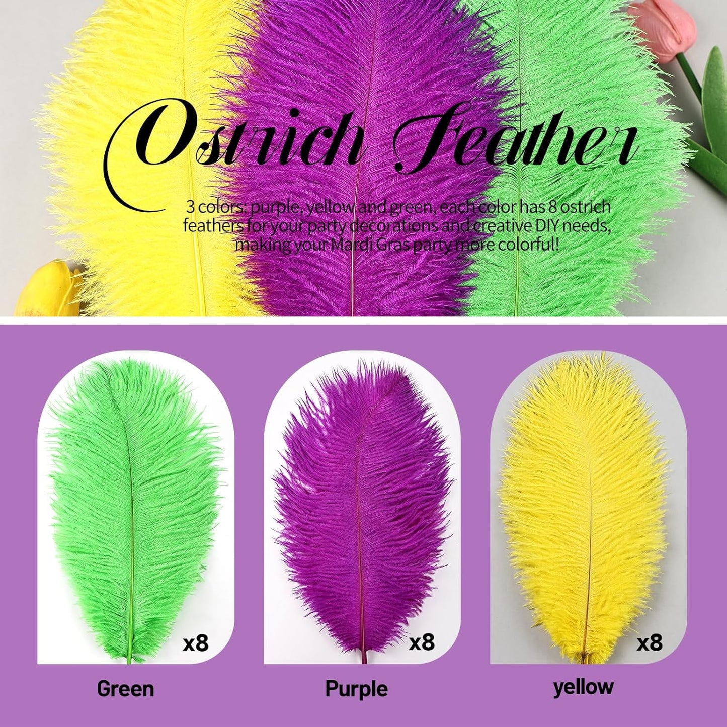 THARAHT Mix Colour Ostrich Feathers 12pcs Natural Bulk 10-12Inch 25cm-30cm for Wedding Party Centerpieces Easter Gatsbi and Home Decoration Feathers