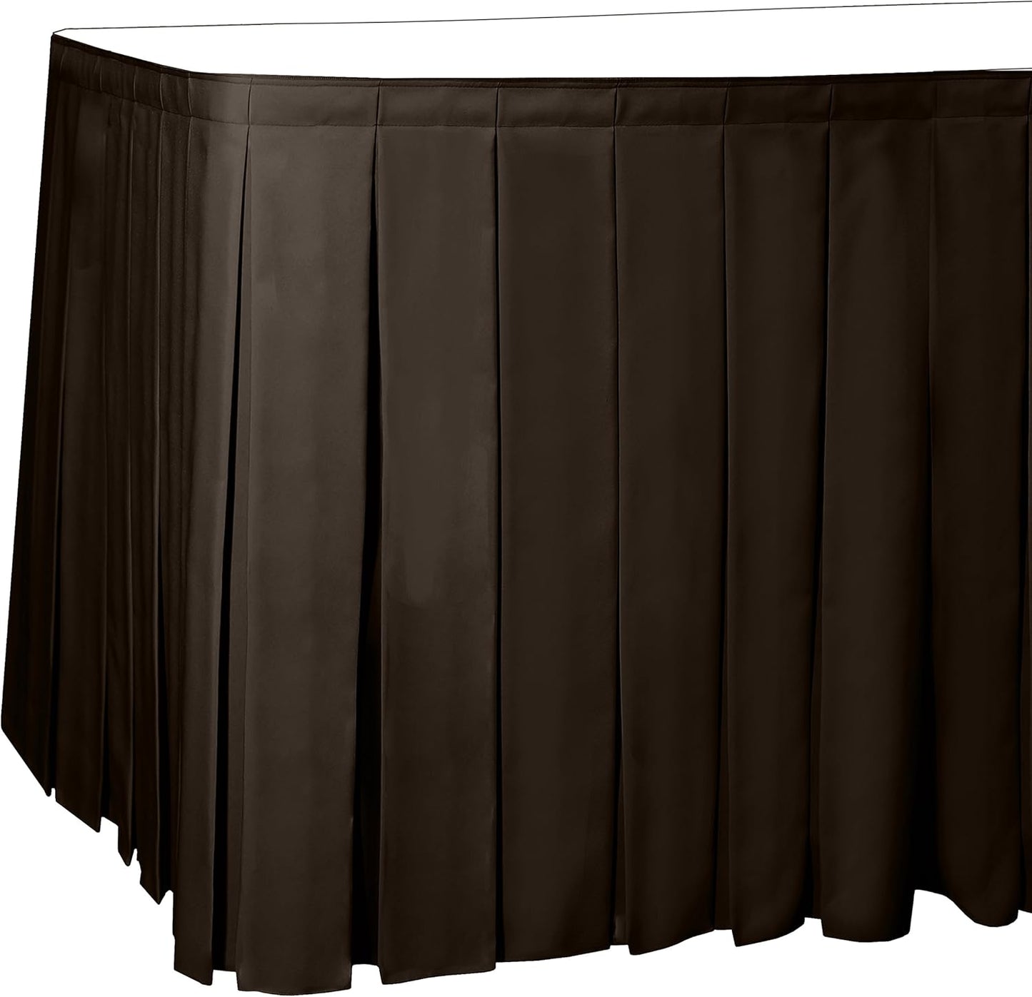 Ultimate Textile Pleat Polyester Fabric Table Skirt - Machine Washable Flame Resistant with Clips for Events, Weddings & Trade Shows, Cut & Sewn in Paterson, NJ - Chocolate, 7' Box Pleat