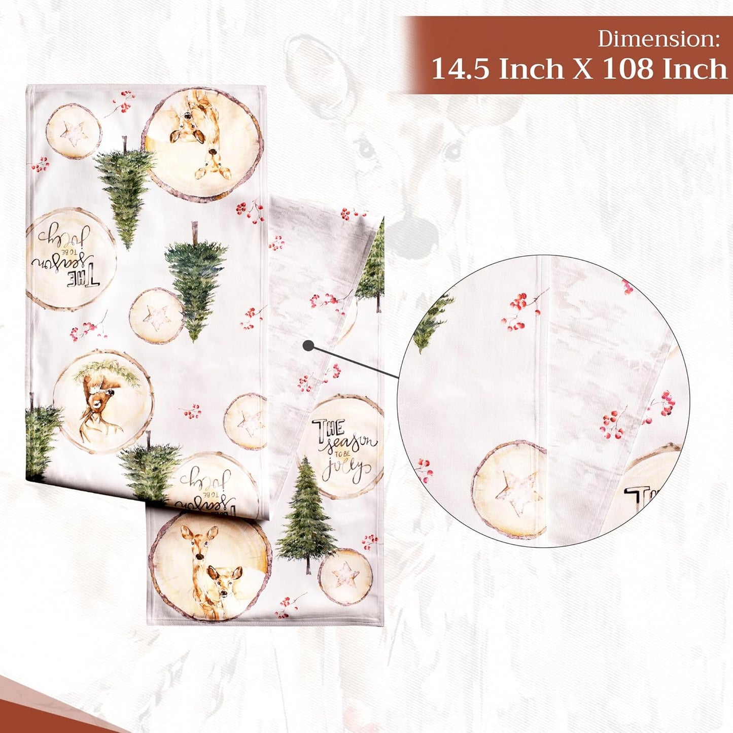 Maison d' Hermine Table Runner 100% Cotton Double Layer Table Runners 108 inches Long for Thanksgiving Christmas Decorations Home Kitchen Dining Party Wedding (Mountain Life, 14.5" x 108")