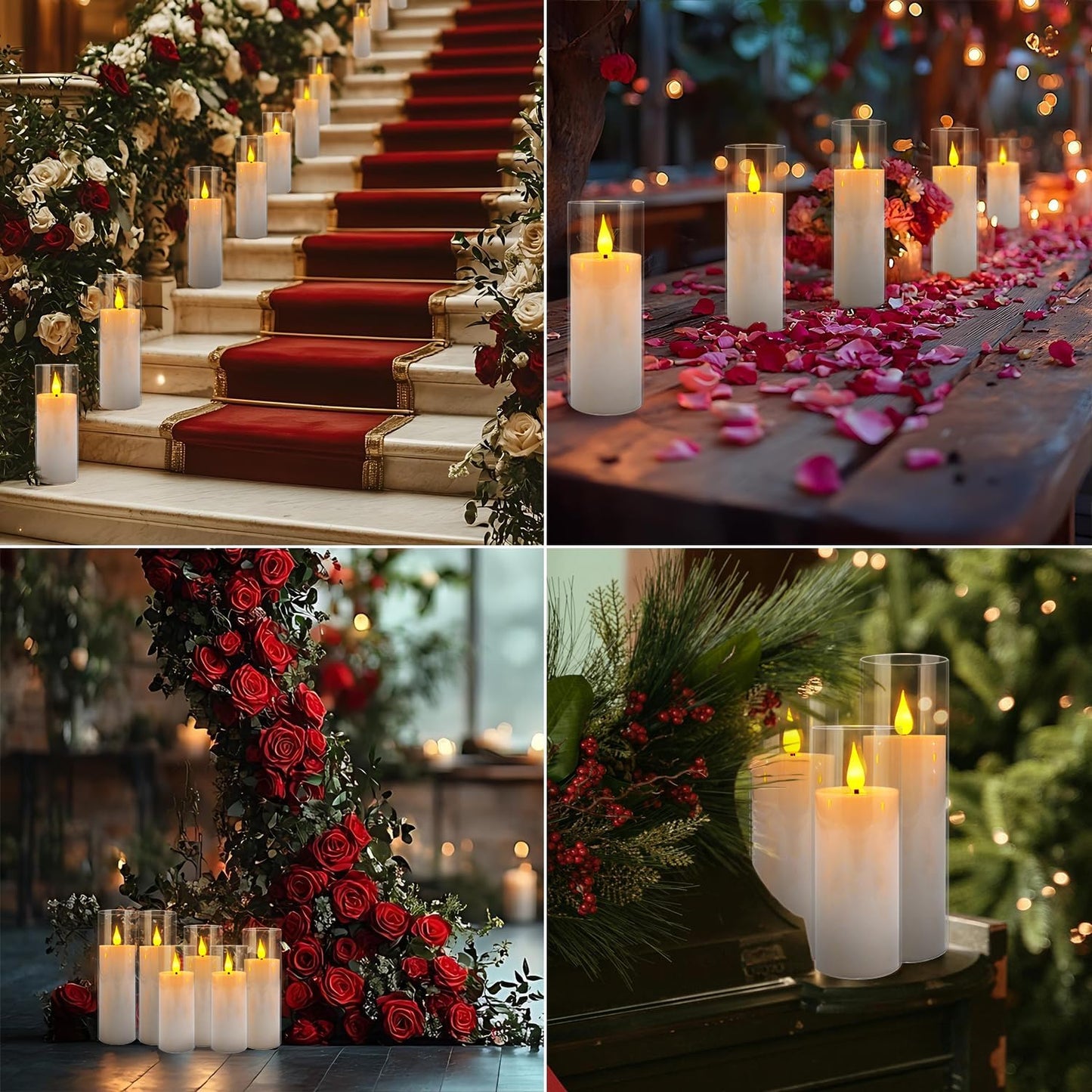 Flameless Candles,Battery Operated LED Candles Ideal for Halloween, Christmas,Home Decor,Home Party Wedding Indoor Outdoor,White 2.2X5“6”6“7”7“H