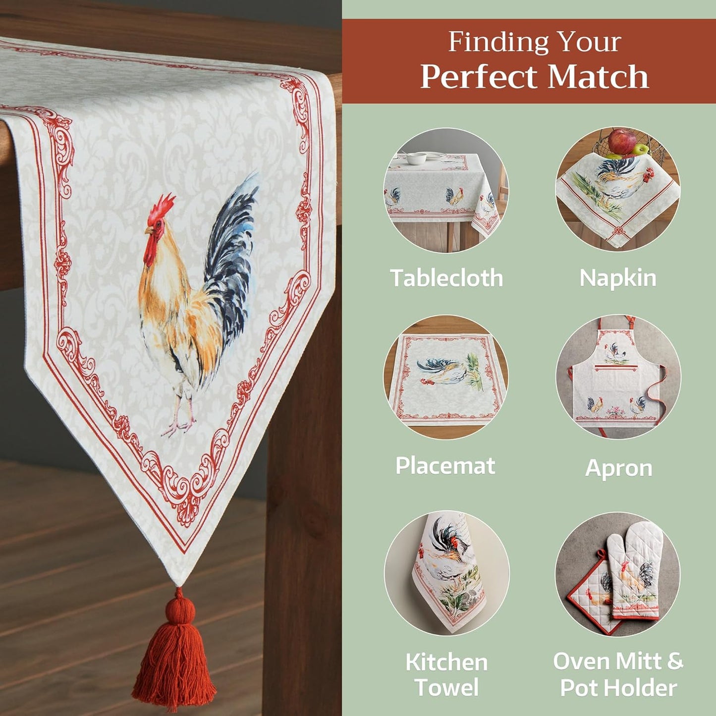 Maison d' Hermine Table Runner 100% Cotton Double Layer Table Runners 72 inches Long Decorative for Home Kitchen Dining Party Baby Shower Wedding Bridal Shower Spring Summer (Campagne, 14.50" x 72")