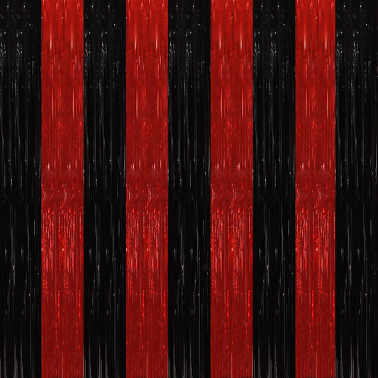 TONIFUL 2Pcs Black Red Door Streamers,Green Photo Booth Backdrop,Metallic Streamers Green Foil Fringe Curtains for Birthday,Christmas,New Year,Halloween,St. Patrick's Day Party Streamers Decor
