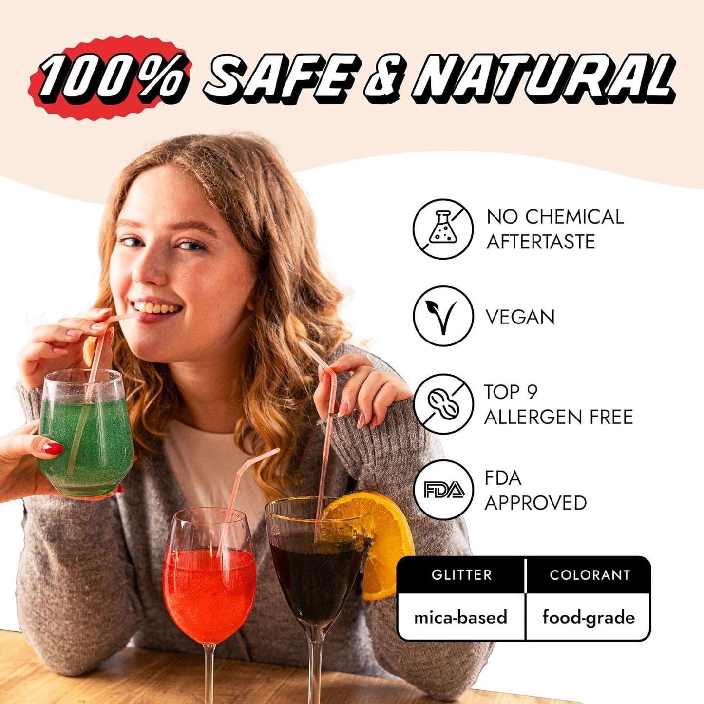 MONÉGASQUE Snow White Edible Glitter for Drinks 10g – White Edible Glitter for Cakes & Halloween Cocktails - Champagne & Cocktail Drink Shimmer - Cake Decorations Spray & Food Decorating Sprinkles