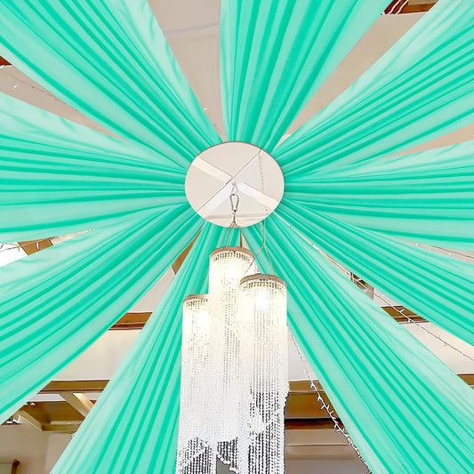 DUOBAO 5FTx20FT Mint Chiffon Ceiling Drapes | Elegant Wedding Backdrop | 6 Panels Sheer Curtains for Banquets, Graduations, and Proms