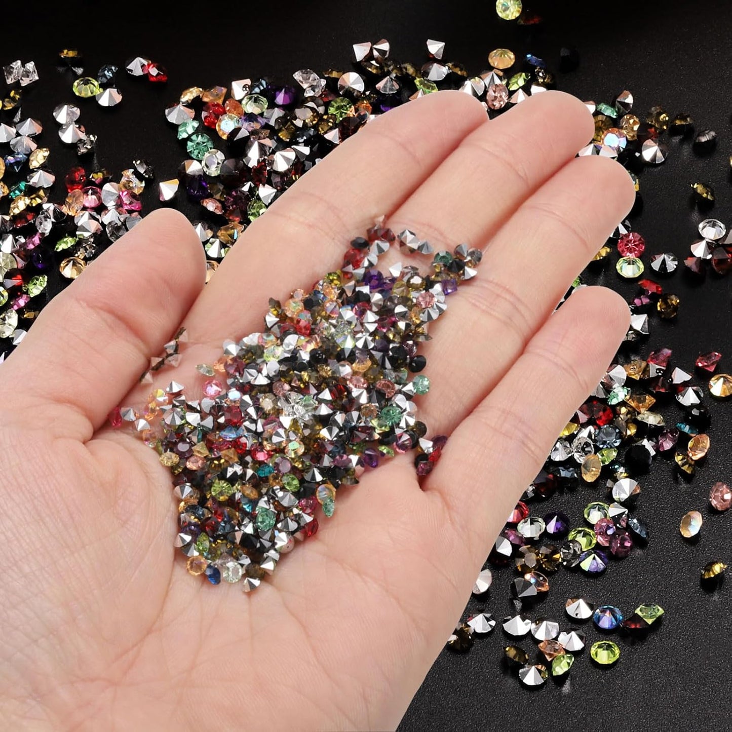 PATIKIL 14000Pcs Wedding Table Scatter Confetti Crystals 3mm Acrylic Diamonds Vase Fillers Gems for Table Centerpiece Decorations Bridal Shower Party, Silver AB