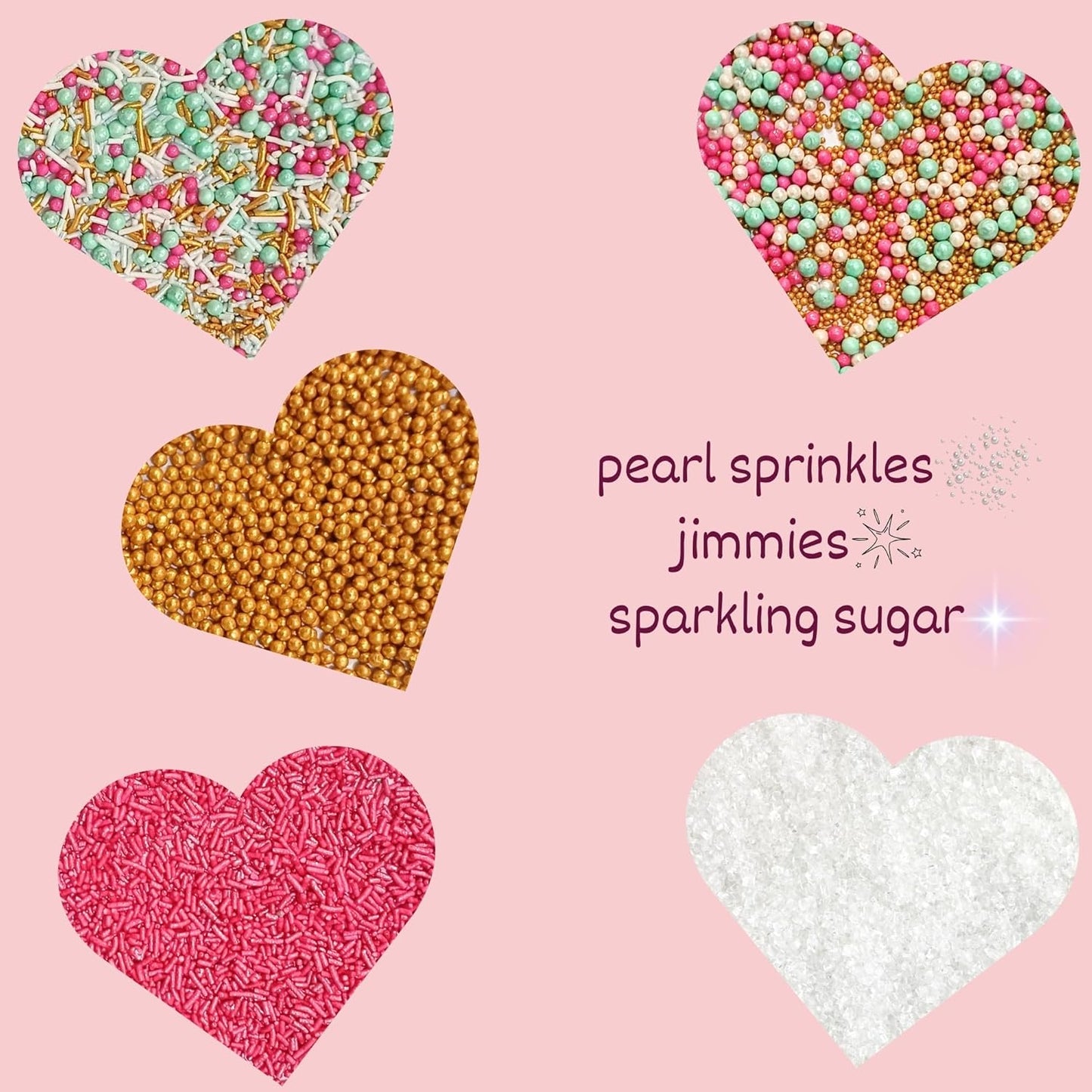 Confect Sprinkles – Princess Party Edible Sprinkles | Mix with Golden Pearl, Blue & White Dragees, , Mint green, White Sparkling Sugar & Pink Jimmies | Vegan, Gluten-Free Cake & Cupcake Decorating Topping - 5 Oz