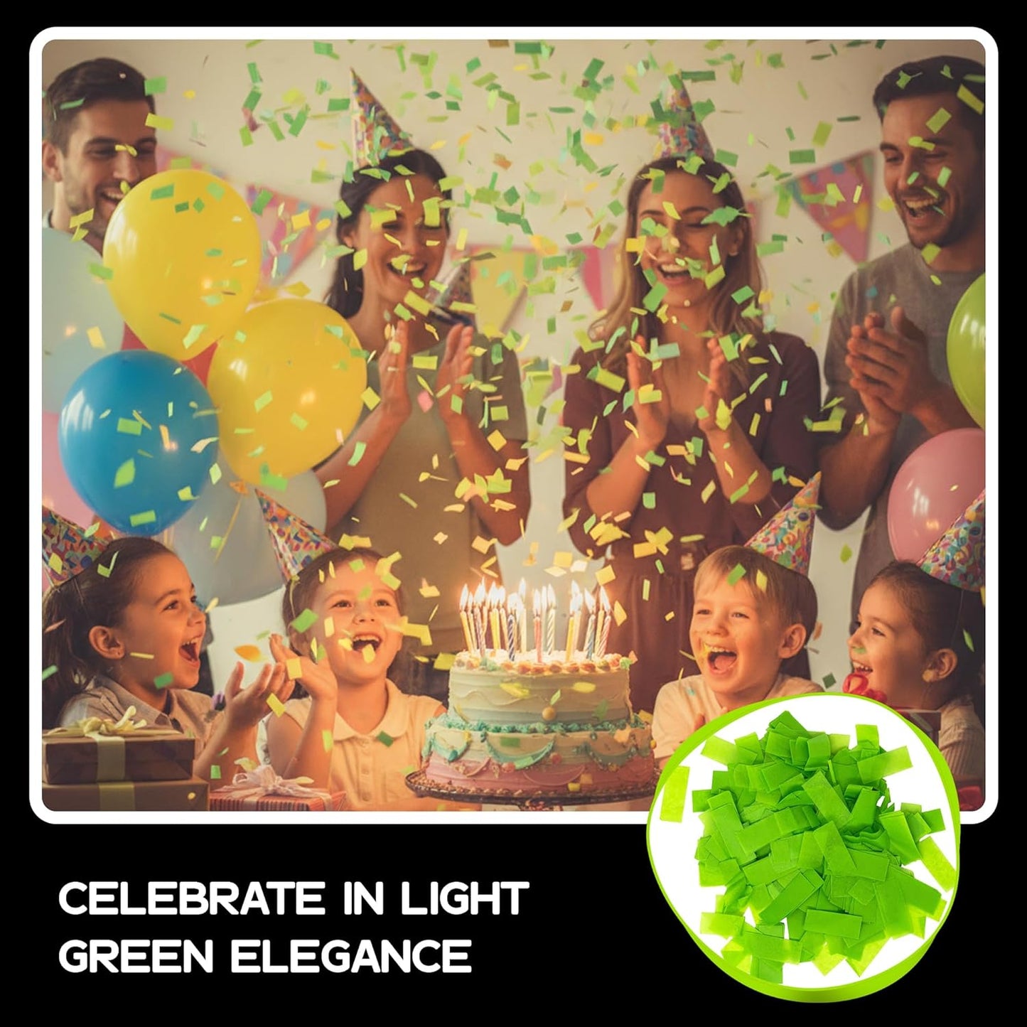 Rectangular Biodegradable Confetti – light Green Fluttering Tissue Paper Confetti for Cannon and Launcher use - Wedding Confeti, Birthday, Parties and Live Events - 1 lb, 16 oz