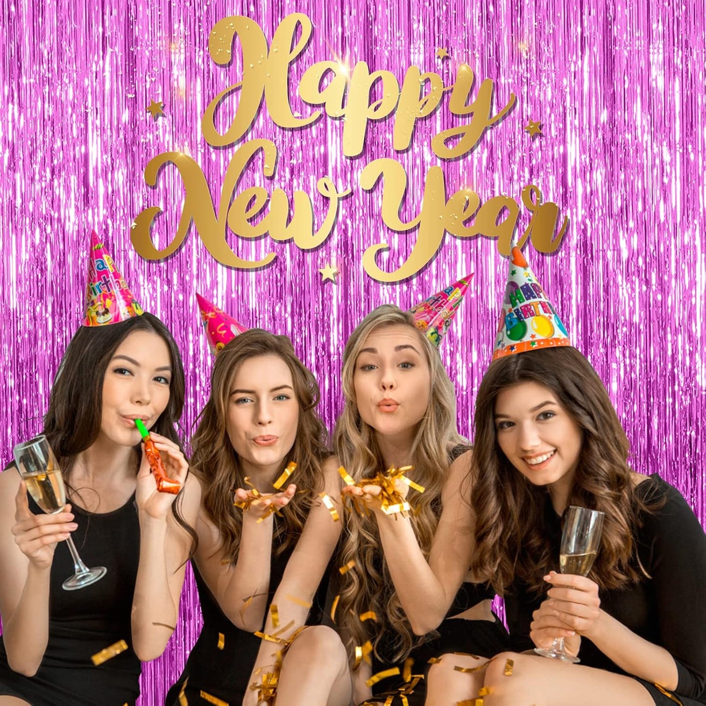 20 Pack Foil Curtain Backdrop Metallic Tinsel Foil Fringe Curtains Photo Booth Props for Birthday Wedding Engagement Baby Shower Bachelorette Christmas Holiday Celebration Party Decorations