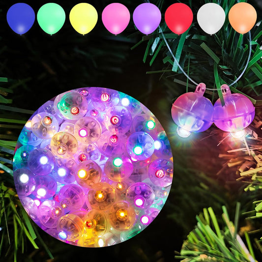 Aogist 100pcs 10-Colors Mini Lights with Hook,Long Standby Time Waterproof LED Balloon Light,Battery Powered,Ball Lamp for Balloon Paper Lantern Birthday Party Christmas Halloween