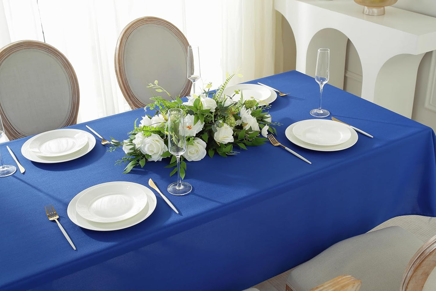 Craft And Party Rectangle Tablecloth, 70 x 108 Inch Royal Blue Tablecloth, Polyester Fabric Washable Table Cloth for Home, Party, Wedding or Restaurant Use.