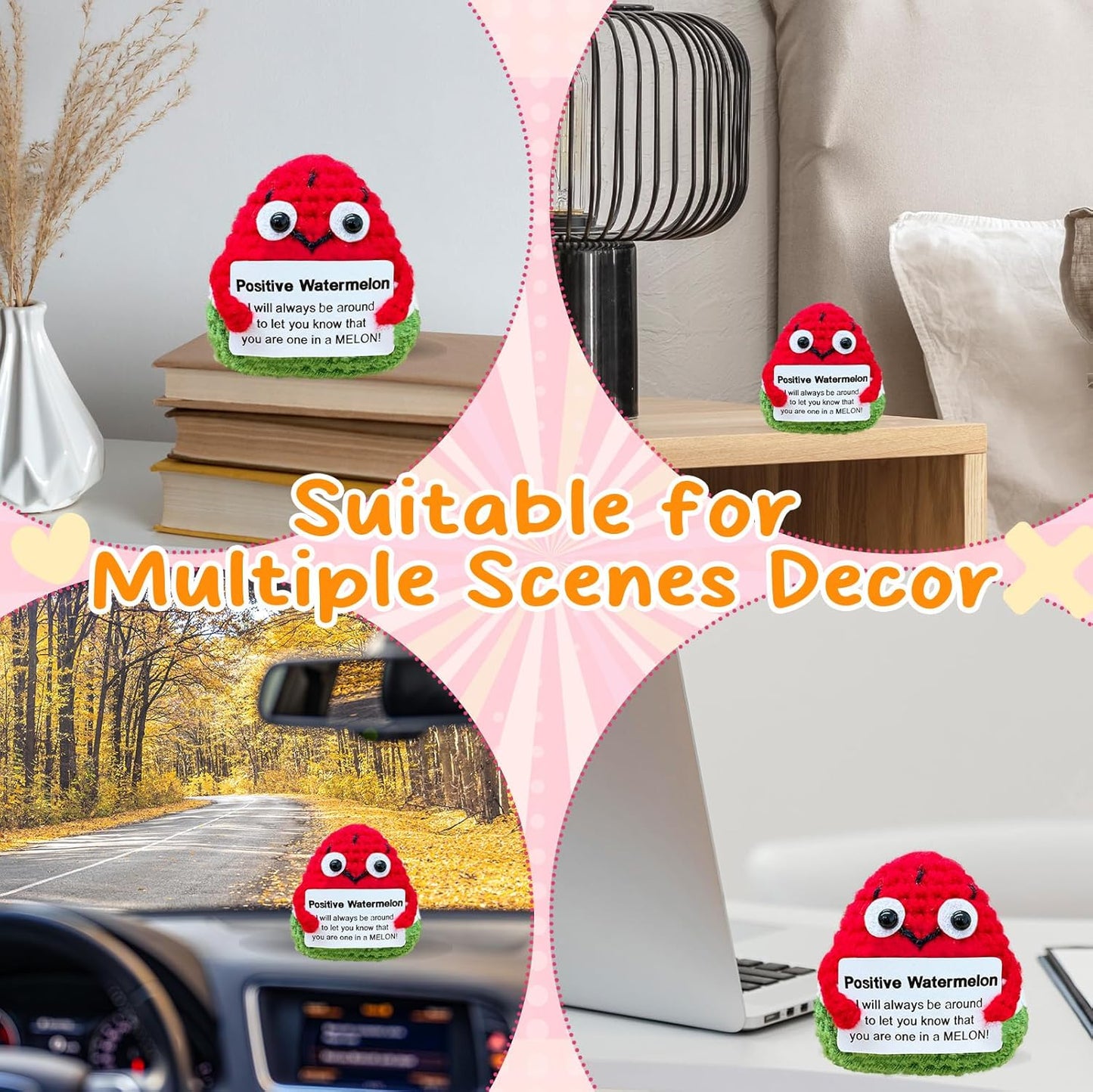 Crochet Emotional Support Watermelon-Handmade Mental Health Gifts for Friends,Family-Uplifting Gifts for Grandpa,Grandma Mom,Dad,Teens