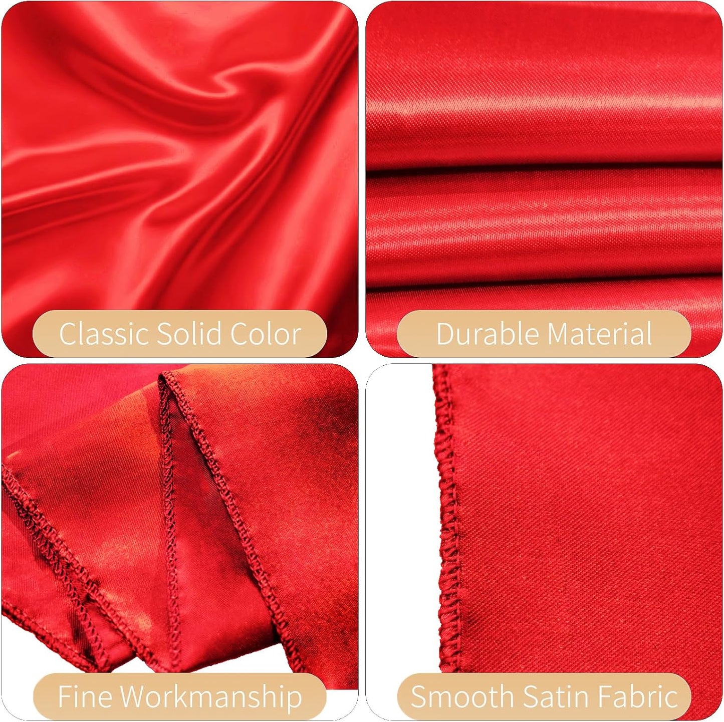 100 PCS Satin Chair Sashes Decorative Bows Satin Chair Sashes Ties Back Ribbon Bows Chairs Cover Band for Wedding Party Events Ceremony Reception Banquet Christmas Chair Cover Decor(7 x 108 inch,Red)