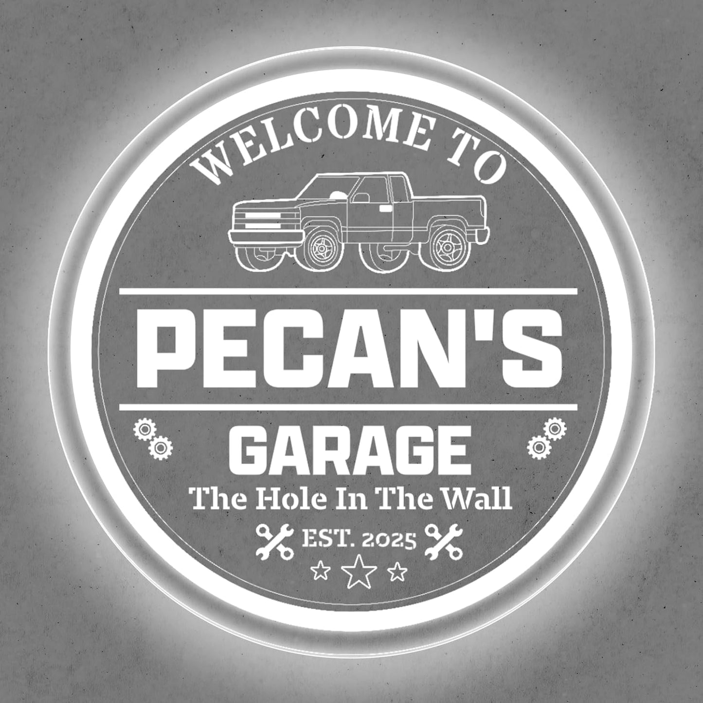 Custom Pickup Truck LED Sign – Personalized Color Changing Acrylic Wall Decor for Garage, Shop, or Man Cave (Garage 2, 20 INCHES)