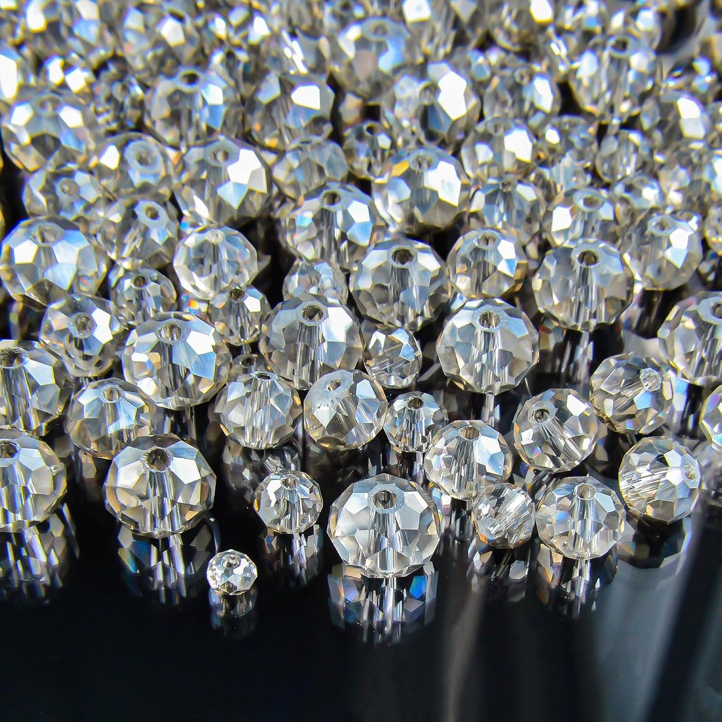 800Pcs 4/6/8/10mm Crystal Glass Beads for Jewelry Making Beads for Bracelets Necklace Pendants Making Supplies(Gray)