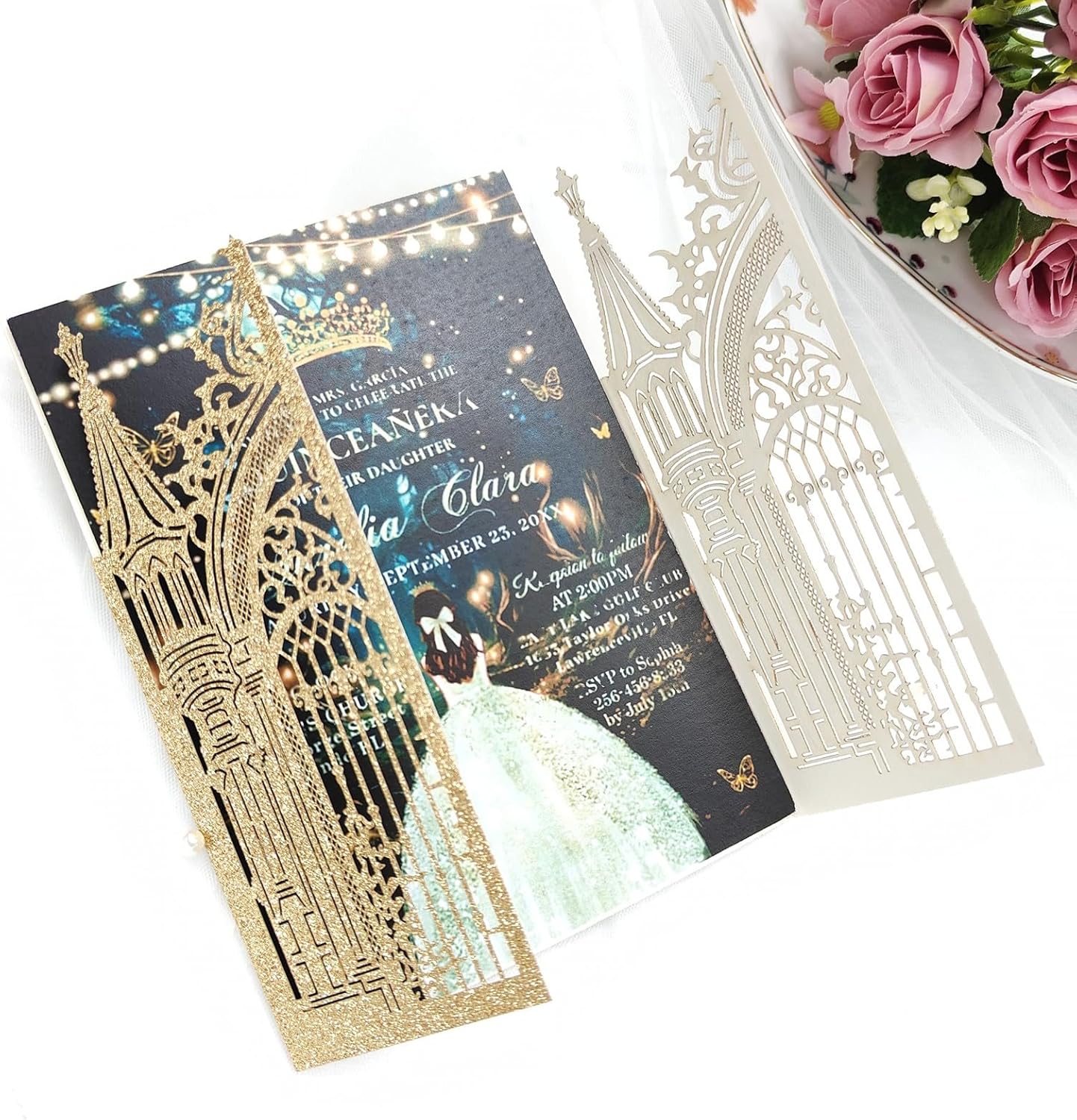 20PCS Laser Cut Wedding Invitations,Wedding Invitation Card Pocket,Quince Invites,Sweet 16 Invitations,Quinceanera Invitations,Laser Cut Invitations For All Occasions