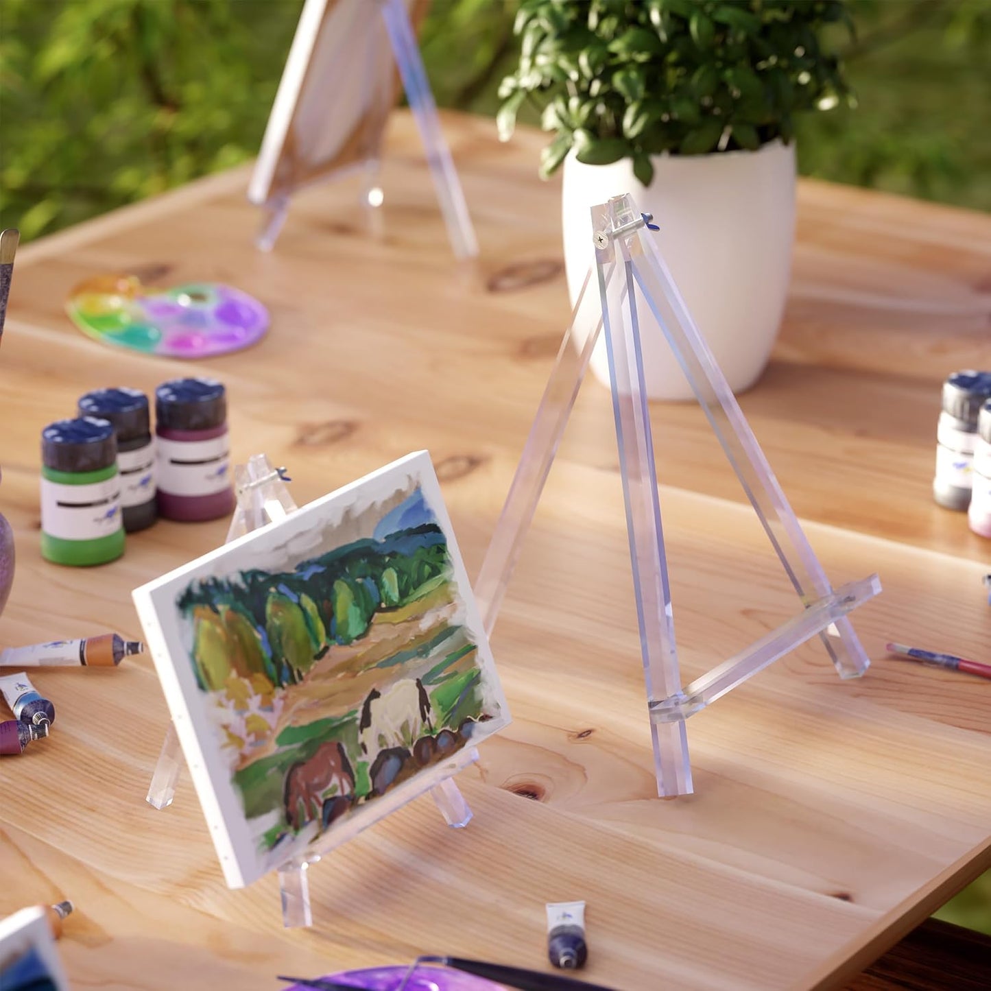 9 inch Acrylic Easel for Painting, 6 Pack Easel Stand for Wedding Signs, Tabletop Easels for Painting Canvases, Small Art Easel Canvas Stand Photo Display Tripod Holder for Kids Adults (6)