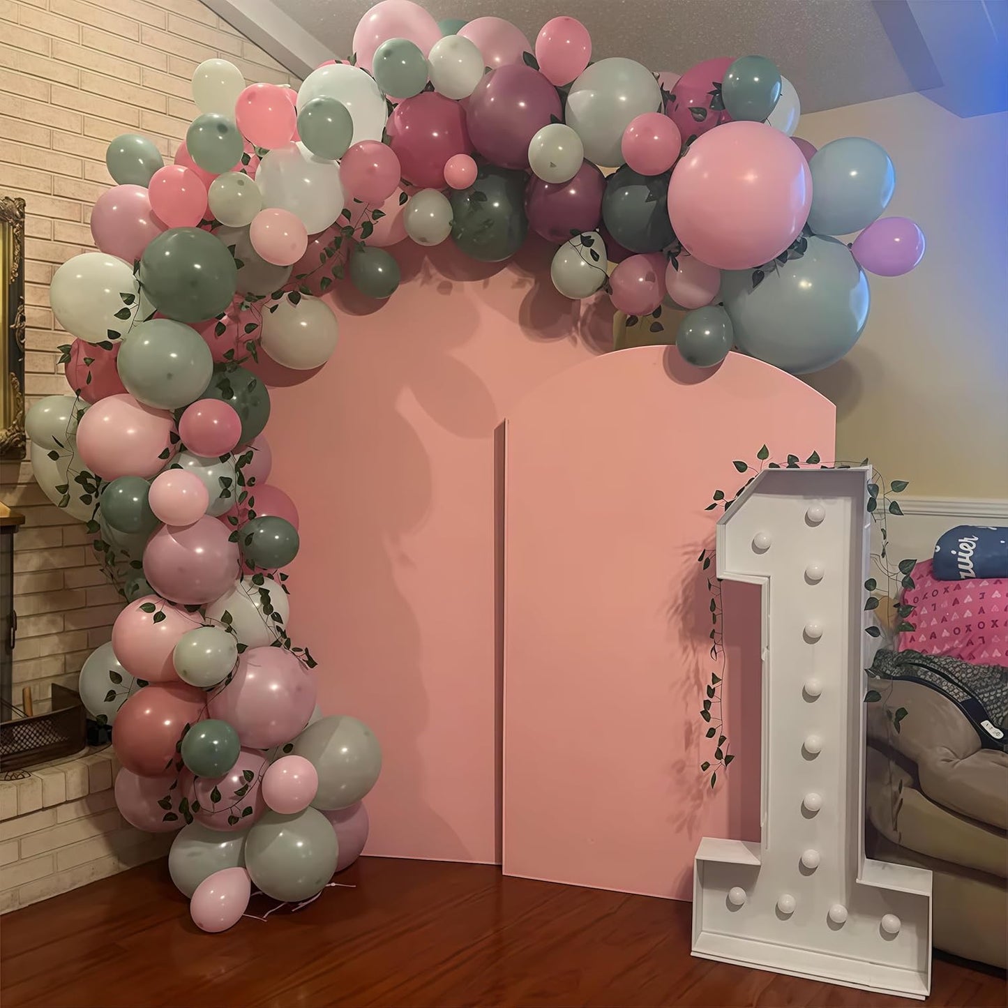 Fairy Balloon Arch Kit 120Pcs Sage Green Pink Purple Balloons Garland Dusty Green Lavender Lilac Birthday Party Balloons for Girls Butterfly Garden Wildflower Floral Bridal Baby Shower Decorations