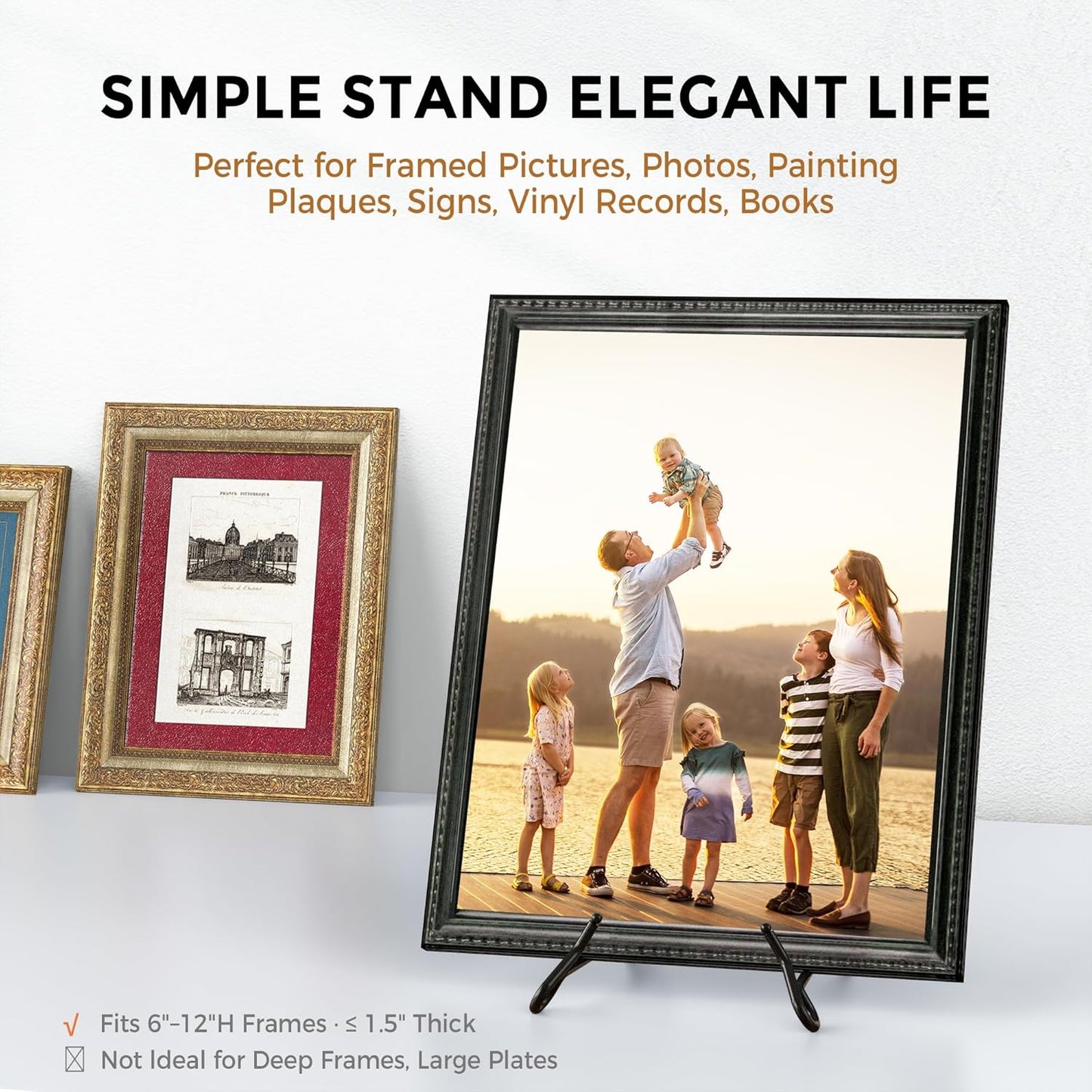TR-LIFE Plate Stands for Display, 6.5 inch, 2 Pack – Fold-Flat, Stable X-Frame Picture Holder Easels for 6–12 in Plates, Frames and Books, up to 1.5 in Thick