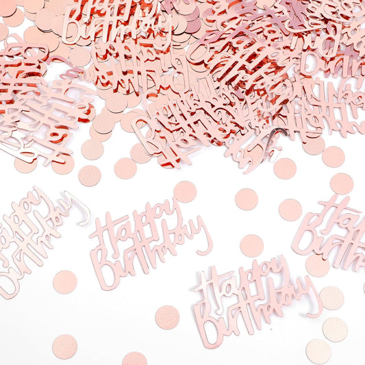 300pcs Rose Gold Happy Birthday Confetti for Table and Disc Glitter Confetti for Birthday Table Decor