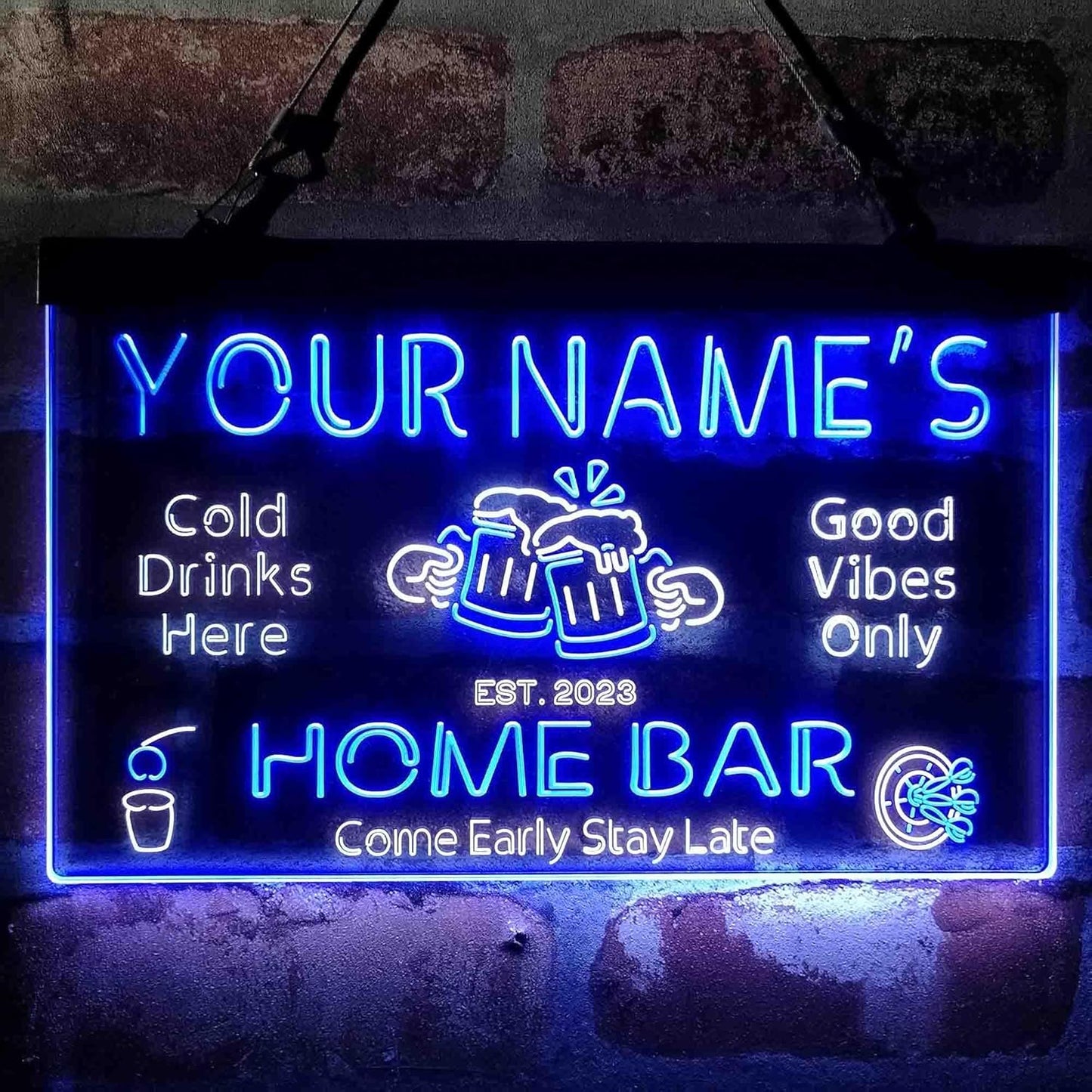 ADVPRO Personalized Your Name Custom Home Bar Beer Established Year Dual Color LED Neon Sign White & Blue 12 x 8.5 Inches st6s32-p1-tm-wb