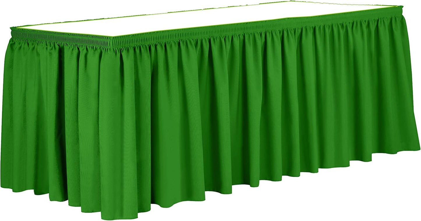 Ultimate Textile Pleat Polyester Fabric Table Skirt - Machine Washable Flame Resistant with Clips for Events, Weddings & Trade Shows, Cut & Sewn in Paterson, NJ - Kelly, 17' Shirred Pleat
