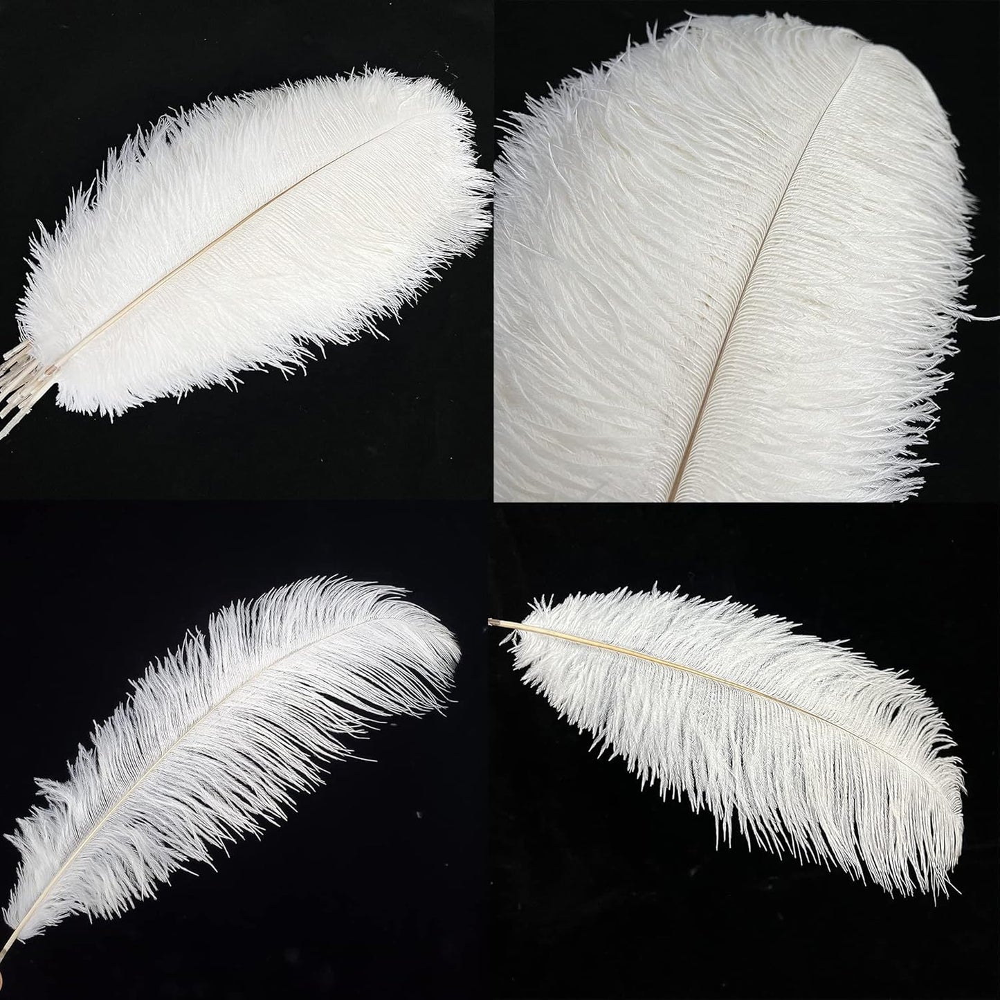 Happy Feather 16-18 inch White Ostrich Feathers Craft for Wedding Party Centerpieces Home Decoration DIY Craft Pack of 10