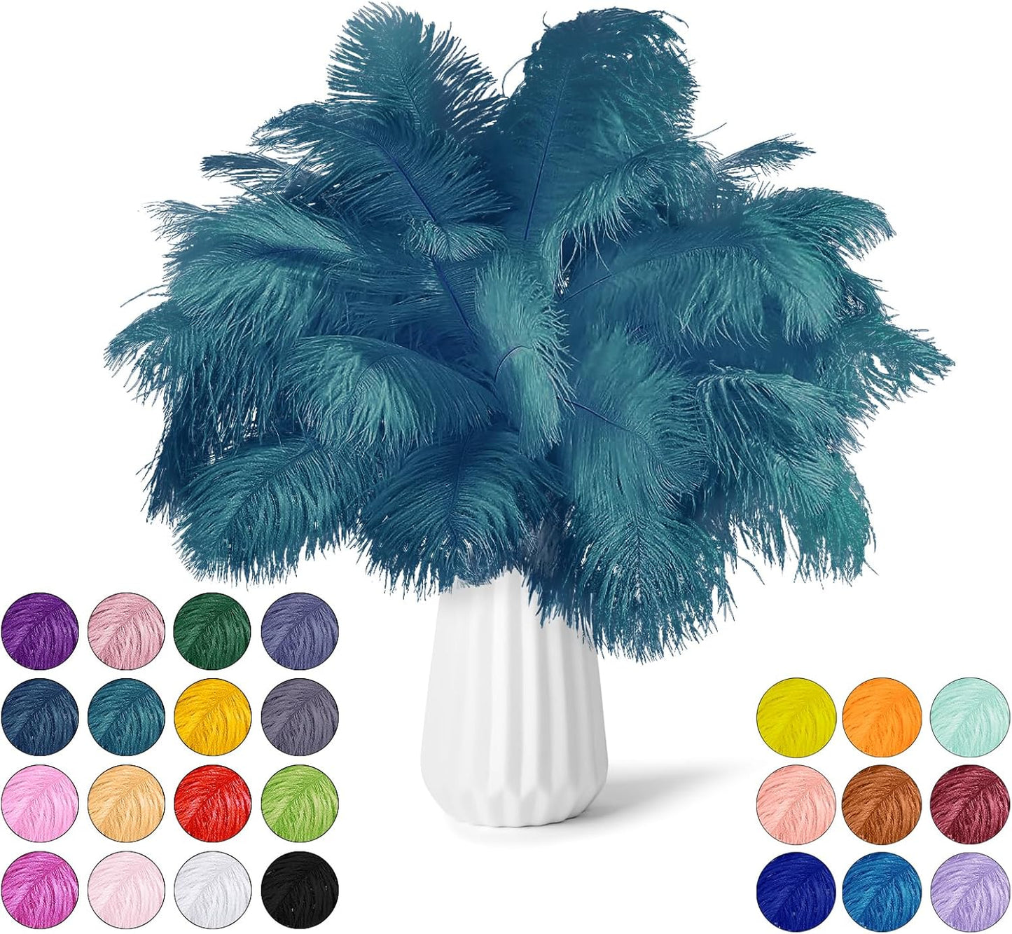 NEWONG 30pcs Blue Green Ostrich Feathers Natural Bulk 11-14inch(28-35cm) Vase Craft Wedding Home Party Centerpieces Christmas Day Decoration