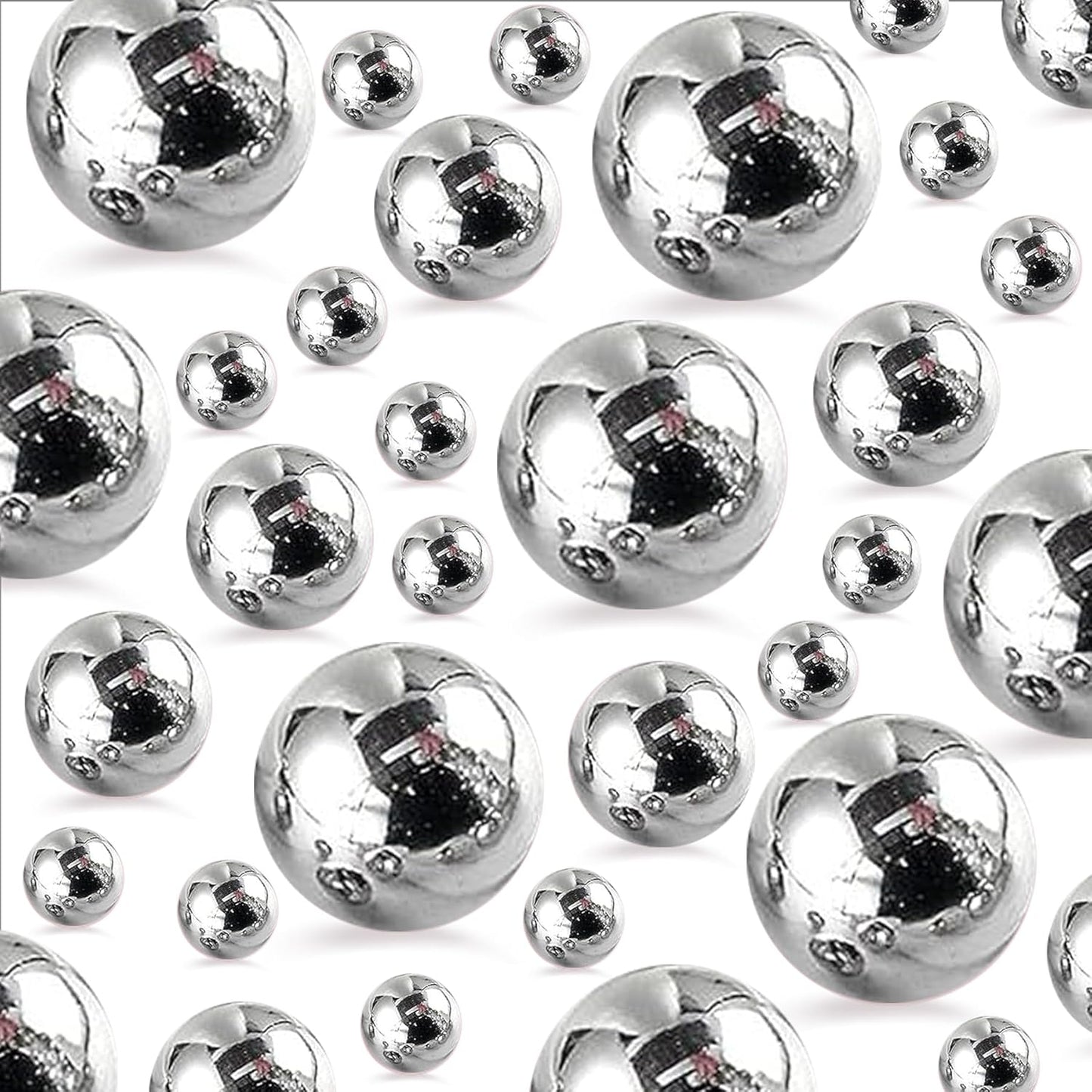 260Pcs Silver Glossy Beads for Centerpiece Decor, Artifical Pearls Vase Filler, Makeup Brush Beads, No Hole Round Pearl Beads for Wedding Birthday Christmas Party Home Decor(18mm 14mm 6mm)