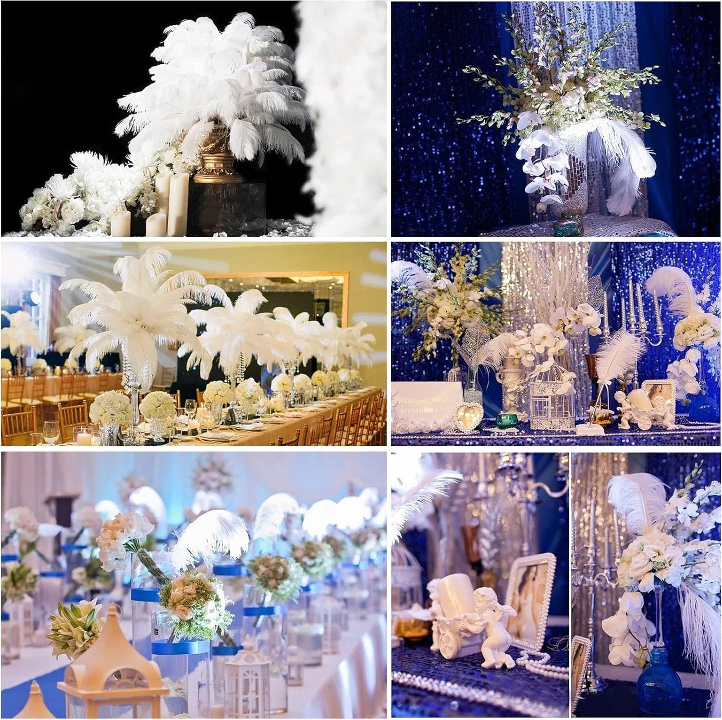 THARAHT Baby Blue Ostrich Feathers 12pcs Large Natural Bulk 12-14Inch 30cm-35cm for Wedding Party Centerpieces Easter Gatsbi and Home Decoration Feathers