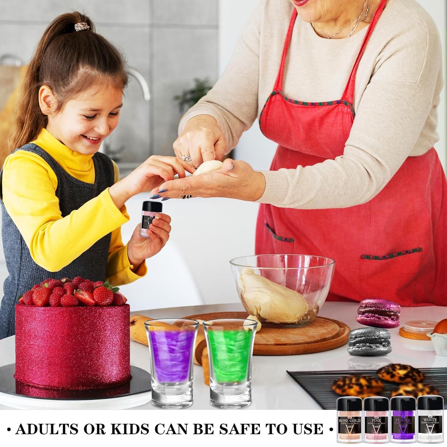 Edible Glitter - 30g / 1oz Luster Dust Edible Glimmer Powder for Sparkling Drinks, Foods, Wine, Cake - Food Grade Shimmer Dust Powder for Baking, Beverage, Cookies Decoration